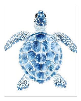 Blaue Meeresschildkr�ten Wandkunst Ozean Dekor Druck Aquarell Natur