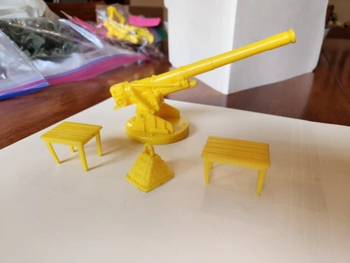 Vintage Marx Toys Navarone Playset Yellow Large Cannon and other Parts