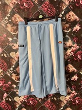 Ellesse Women’s Popper Tracksuit Bottoms Baby Blue Snap Button Pants UK 12 Y2K