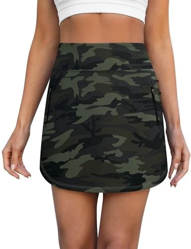 Women's Camo Golf & Tennis Skirt with Zipper Pockets Mid-Length