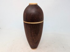 Handcrafted Walnut  Maple Wood Vase   Signed Artisan Piece 10" 84 