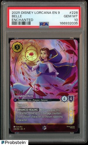 2025 Disney Lorcana EN 9 Enchanted #226 Belle PSA 10 GEM MINT