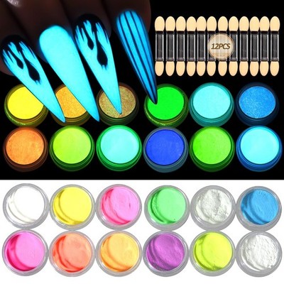 Glow in The Dark Pigment Powder,12 Colors Luminous Iridescent Multicolor 