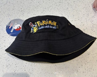 Vintage Pokemon Bucket Hat Nintendo 2000 Ash Pickachu Retro TV Gaming
