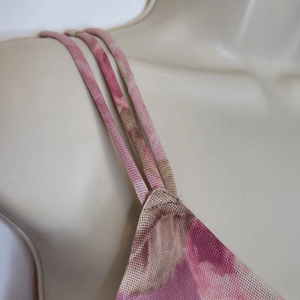 Vtg Y2K Express Babydoll Mesh Tank Top S Mauve Floral - Image 4 of 4