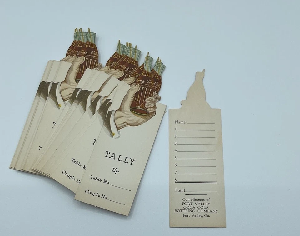25 DIE CUT Advertising Bridge Tally Cards COKE Coca-Cola Fort Valley GA Georgia - Image 3 of 3