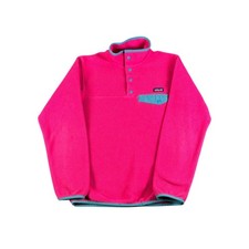 Patagonia Synchilla Fleece Snap-T Pullover Jacket Pink Teal Womens XS