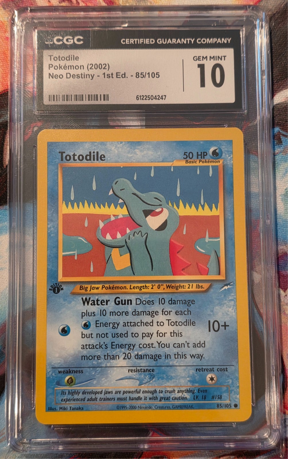 Pokemon 2002 Totodile #85 Neo Destiny 1st Edition CGC 9.5 Gem Mint 10 Blue Label
