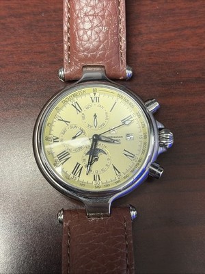 Steinhausen E1014 Men s Multifunction Moon Phase Watch Silver Dial Leather Band