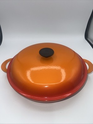 Vintage Le Creuset #30 Enamel Cast Iron Braiser Ducth Oven Flame