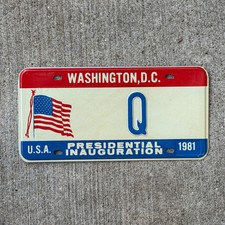 Plaque d'immatriculation inaugurale Washington DC 1981 étiquette auto vintage lettre unique Q