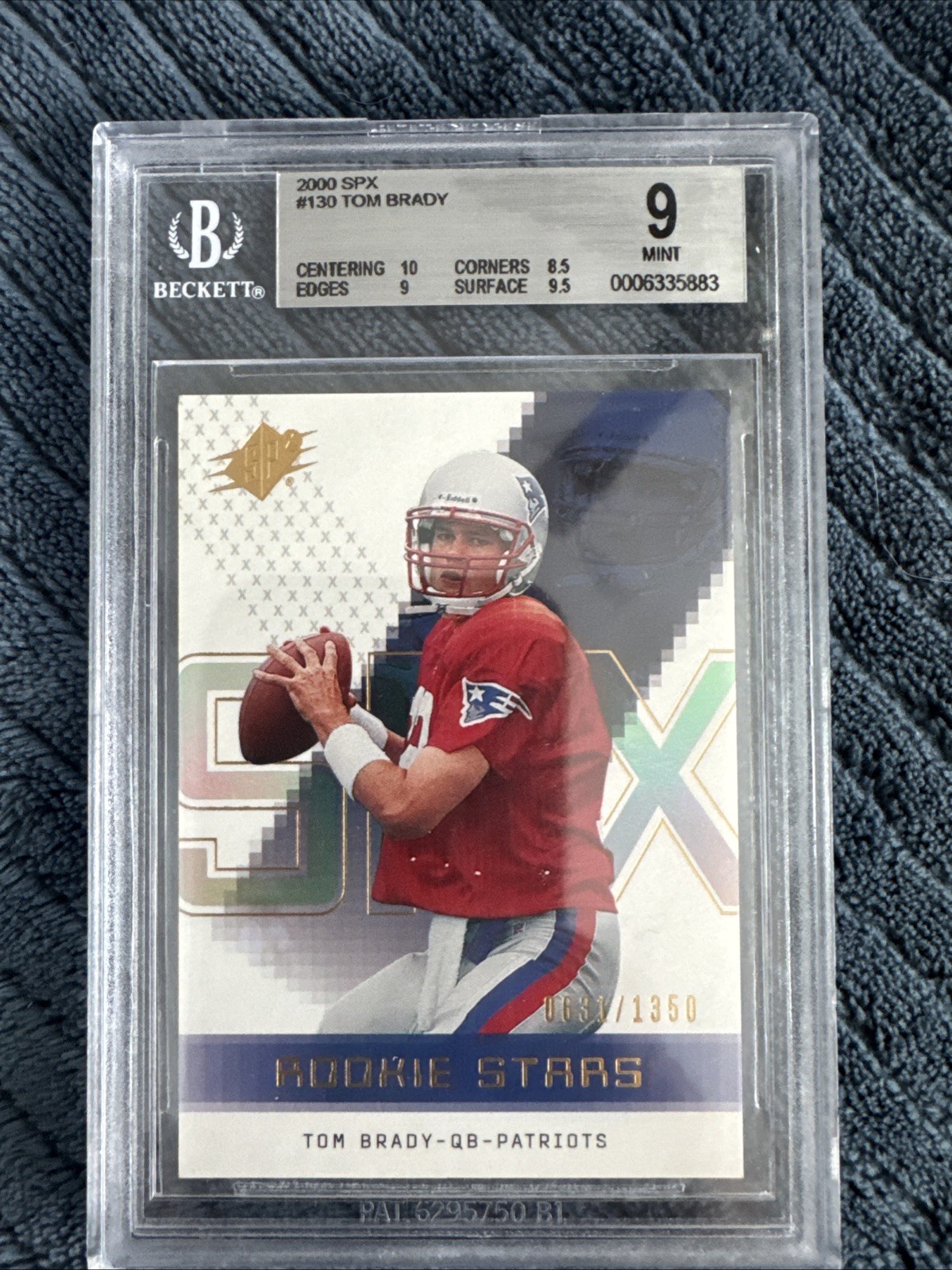 2000 Spx Tom Brady Rookie 631 /1350 BGS 9 Rc