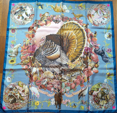 HERMES 馬と車の刺繍 コットンブランケット 約66x 54cm HERMES 馬と車の刺繍 コットンブランケット 約66x 54cm HERMES 馬と車