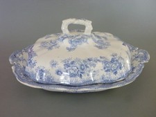 Antique Asiatic Pheasants Tureen & Lid - B&K Ltd Rectangle Blue White