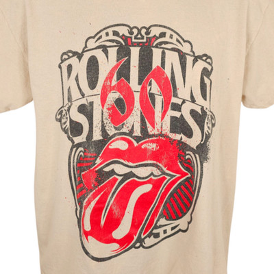 Rolling Stones T Shirt Mens Size Large Beige 60 Years Mick Jagger Band Tee