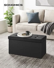 SONGMICS 30 Inches Folding Storage Ottoman Bench With Flipping Lid, Storage-FGQA