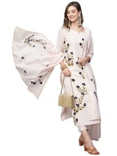 GoSriKi Women's Cotton Blend Straight Printed Kurta with Pant  Dupatta Brus...