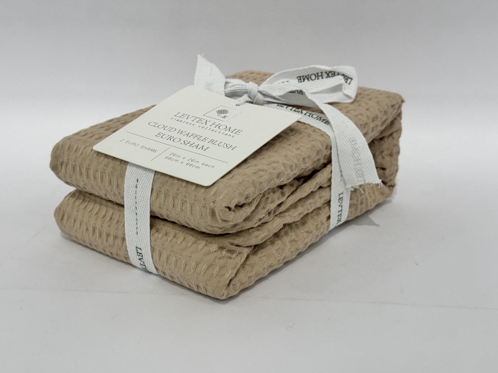 Levtex Home  Set of 2 Cloud Waffle Blush Euro Sham 100% Cotton 26 in x 26 in NWT