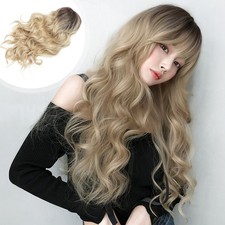 Long Curly Wigs Natural Wavy Wig With Bangs For Women Headdress