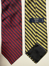 Lot of 2 Brooks Basic Red Blue Yellow Black 100 silk Made in USA Neck Ties