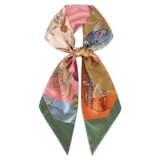 Relang Satin Scarf Mulberry Silk Printed Headband Wrap Hair 7 x 59