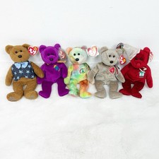 TY Beanie Babies Lot of 5 Bears All Star Dad, Millennium, Peace, Signature, July