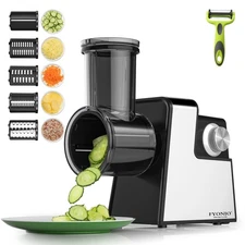 Electric Cheese Grater, 5 in 1 Salad Maker with Stainless Steel Blades, 350W ...