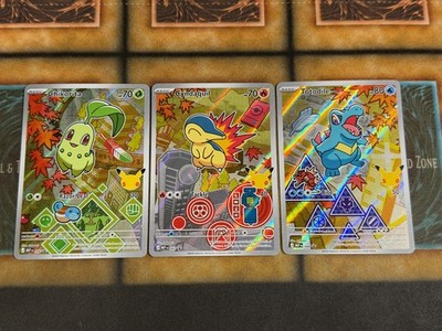 Pokemon First Partner Collection  Chikorita Cyndaquil Totodile Black Star Set NM