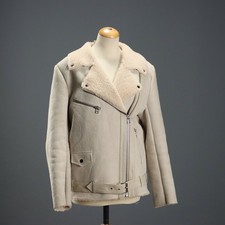 American Retrò Giacca Shearling Pelle Taglia M Second Hand Originale