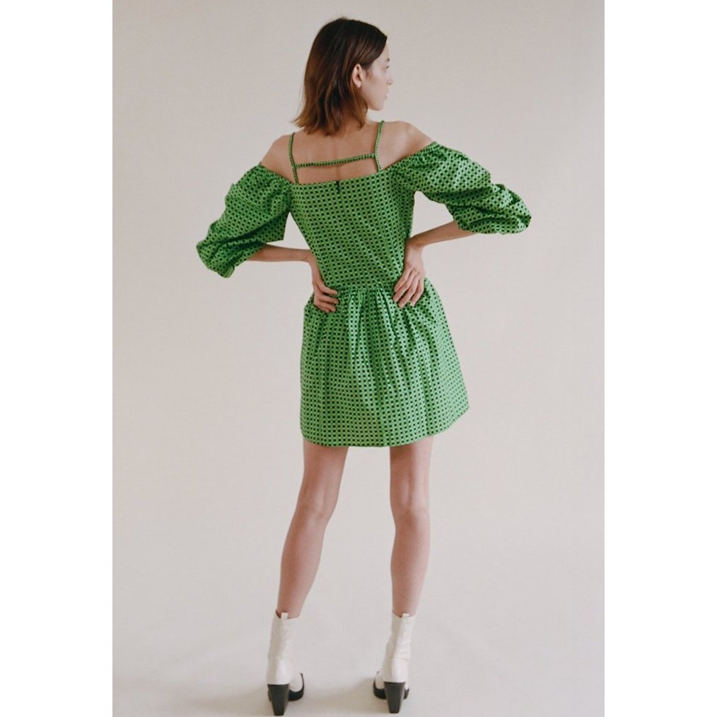 Rationalle Neshant Green Black Mini Geometric Dress Womens  Size Medium  View 2