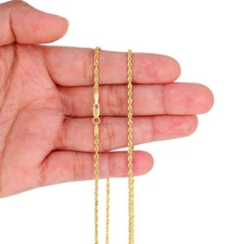 10K Yellow Gold 2mm Rope Chain Laser Diamond Cut Necklace Mens Womens 24"