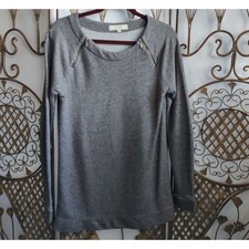 Ann Taylor LOFT Grey Shoulder Zip Tunic Sweatshirt French Terry Small 327754