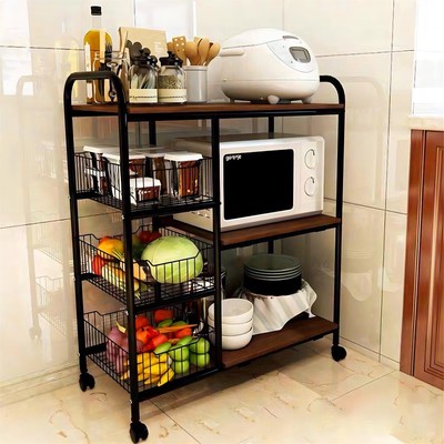 3 Layer Kitchen Storage Pantry Utensil Trolley Riser Bread Rack Home Bücherregal