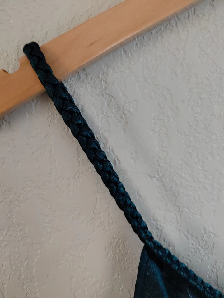 Vintage Val•Mode Lingerie Mini Slip Dress Iridescent Green Grunge Sexy Art Deco - Image 4 of 4