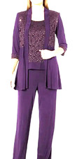 R M Richards Mother-of-the-Bride, Occasion Pant Suit Dressy Plum - Size 14 NWT