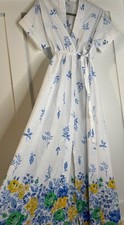 Vintage Floral House Wrap Dress Kimono Robe Roses Medium