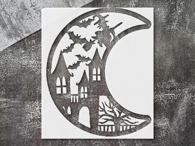 Halloween Witch Silhouette Wall Art Stencil for Spooky Decor - StencilAir