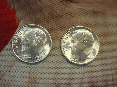 1947 & 1948  D MINT - ROOSEVELT DIMES - BOTH NICE BU EXAMPLES