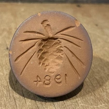 Vintage Dated 1984 Clay Pottery Rycraft Cookie Stamp Pinecone