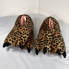 Target Leopard Paw Slippers L/XL 8 10 Plush Cozy Novelty Animal Claw Slippers
