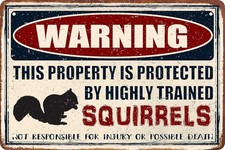 2D 1PC Warning Squirrels Wall Decor 8 12in Metal Iron Sign Farm Home Yard Decor