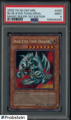 2002 YU-GI-OH! MRL-MAGIC RULER #000 BLUE-EYES TOON DRAGON 1ST EDITION PSA 9