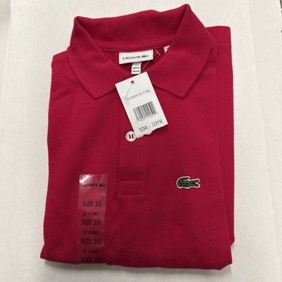 Lacoste Kids Girls Neon Pink Short Sleeve Polo Size 10 Y