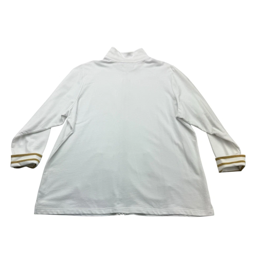 Quacker Factory Jacket Womens 3X White Gold Rhinestones Full Zip Long Sleeve - Image 2 of 4