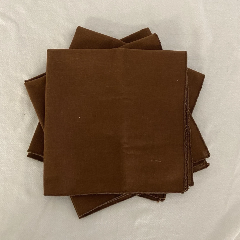 Set of 4 Unbranded Dinner Napkins 16.5" Square Brown Napkins - Image 2 of 4