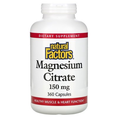 2 X Natural Factors, Magnesium Citrate, 150 mg, 360 Capsules-Worldwide
