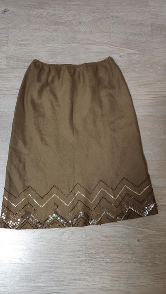 Women Laura Ashley Skirt Khaki Linen 40