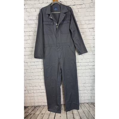HISEA Womens Gray Long Sleeve Coveralls Utility Flex Jumpsuit Twill Overalls M