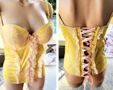 victoria's secret Rare Vintage silk corset Satin set designer Collection 36C D