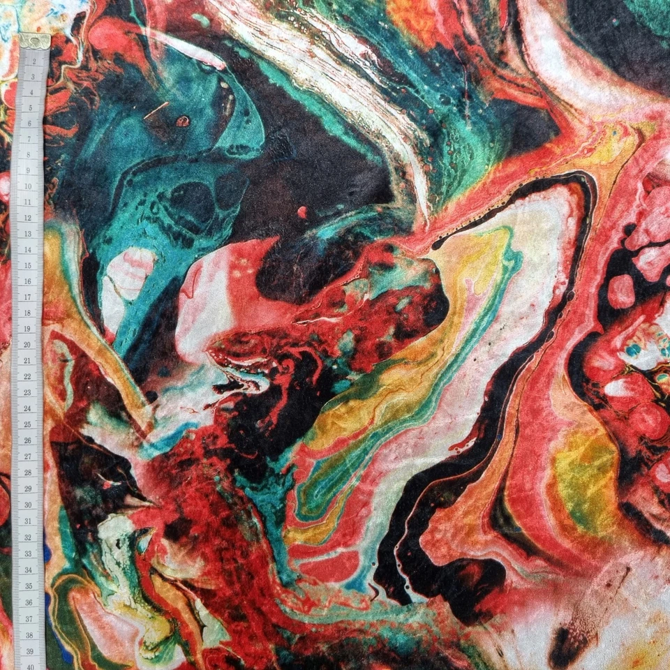 Pannesamt Stoff Meterware mit abstrakten Muster, Kleiderstoff, Stretch - Bild 3 von 4